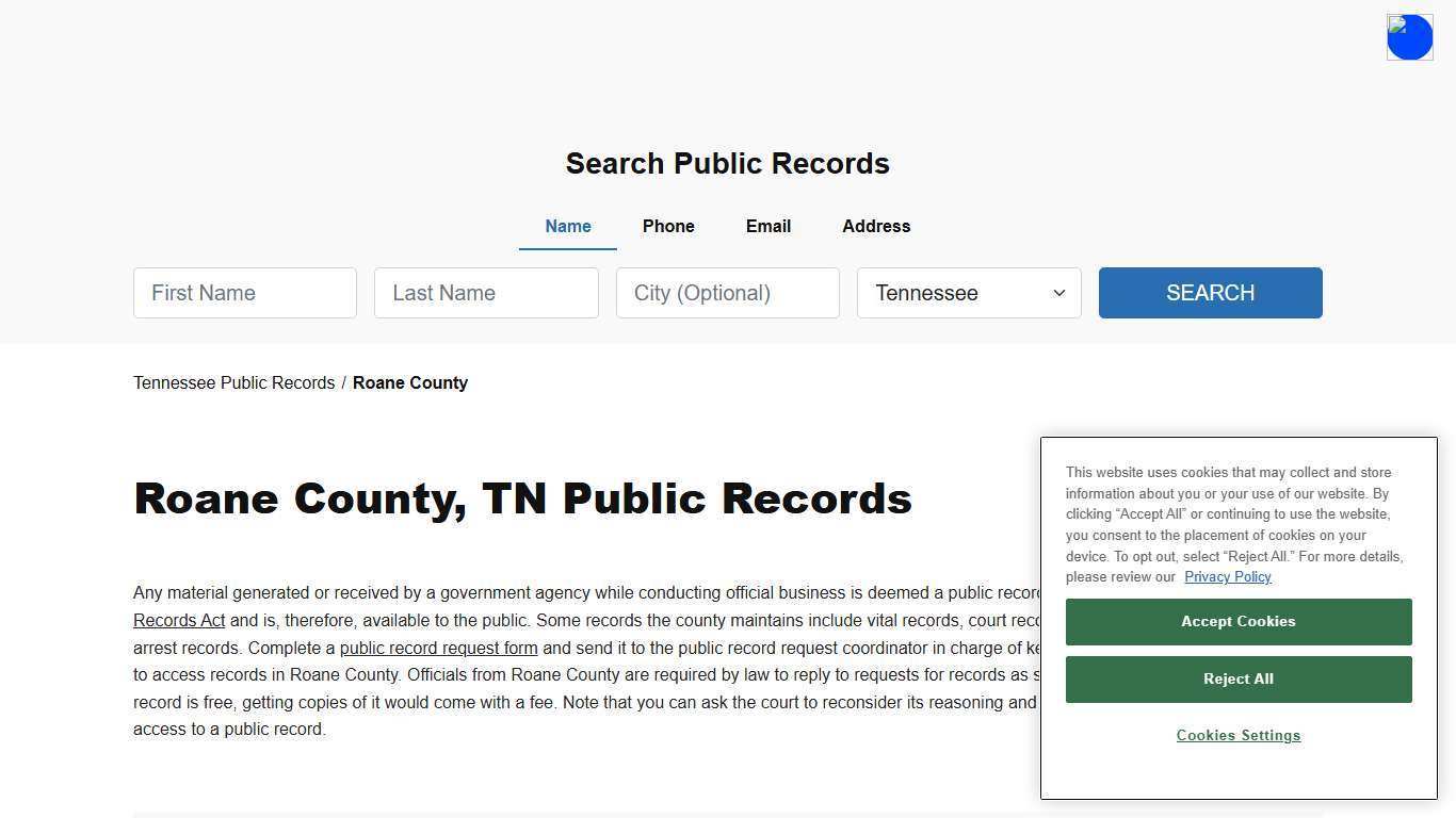Roane County, TN Public Court, Arrest and Inmate Records - ThePublicIndex